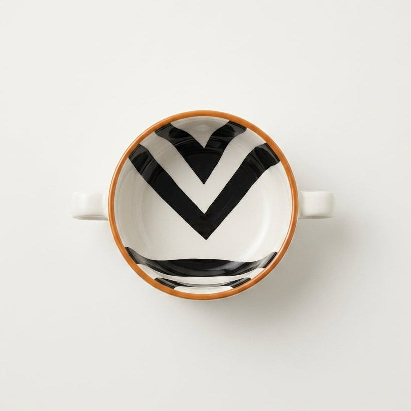Modern Ceramic Bowl With Stripes