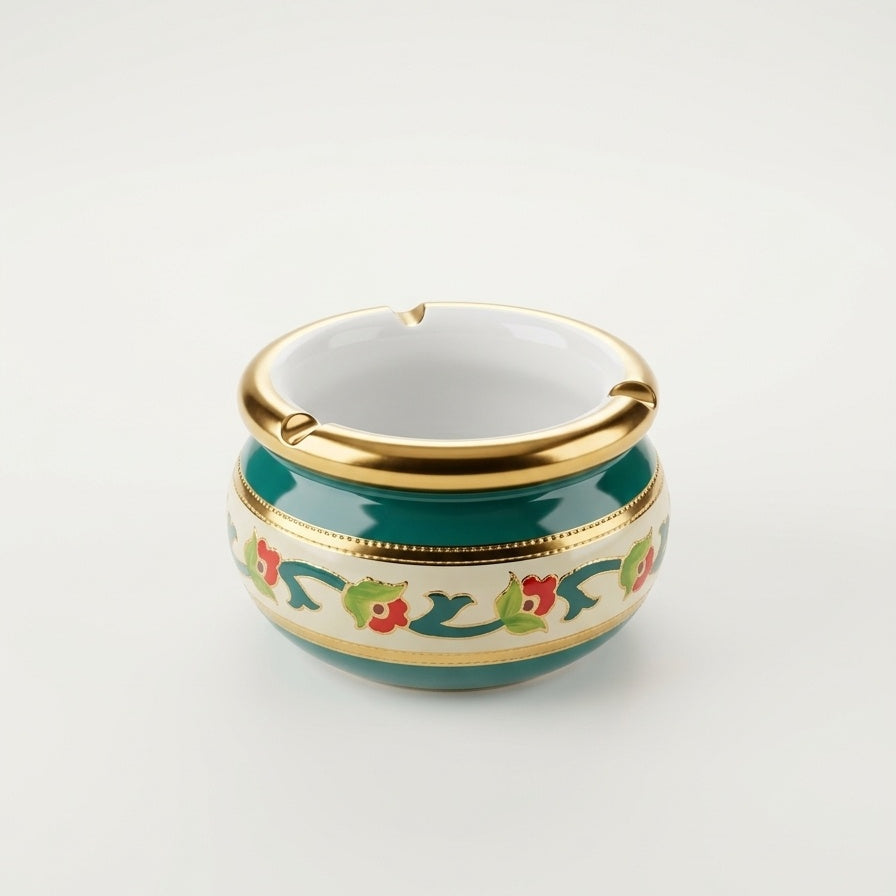 Floral Ashtray with gold