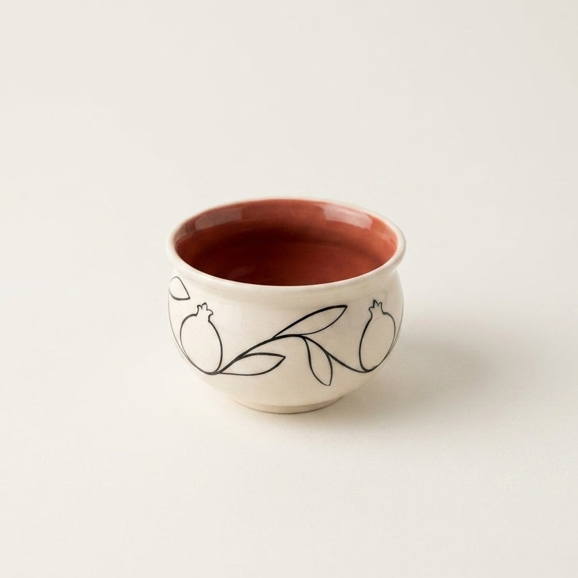Nut Bowl With Outline Pomegranate