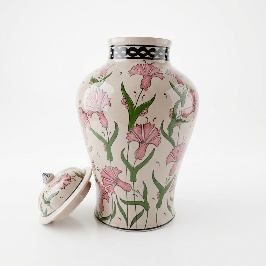 Iznik Ceramic Vase With Lid