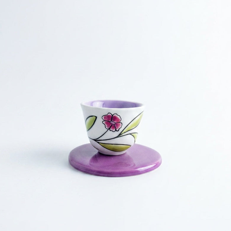 Sada Coffee Saucer Set Cups with Spring Flower Design