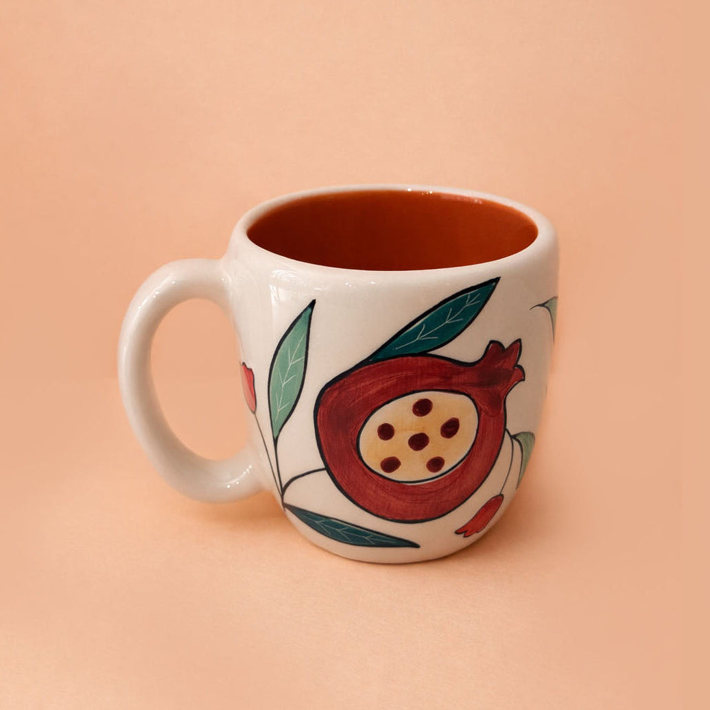 Pomegranate Mug with Orange Glaze