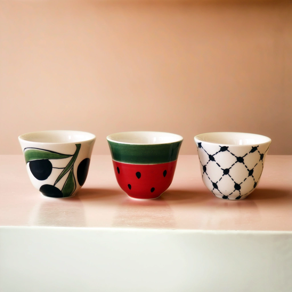 فناجين قهوة سادة التراثية الفلسطينية