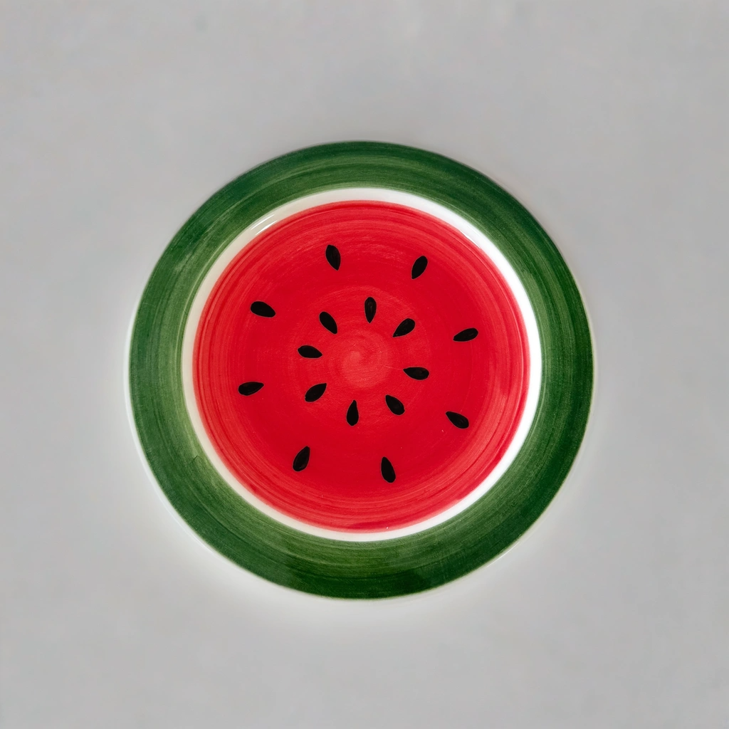 مجموعة من قطعتين من أدوات المائدة على شكل بطيخ