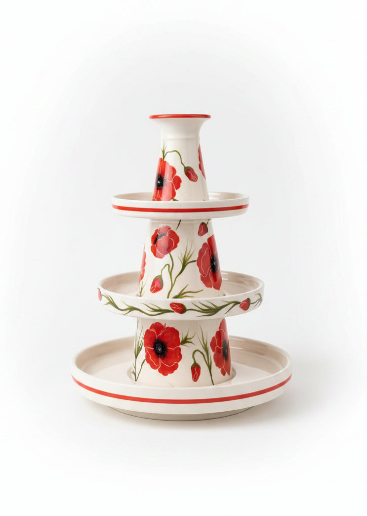 Serving Stand With Poppy Blossom Tiered