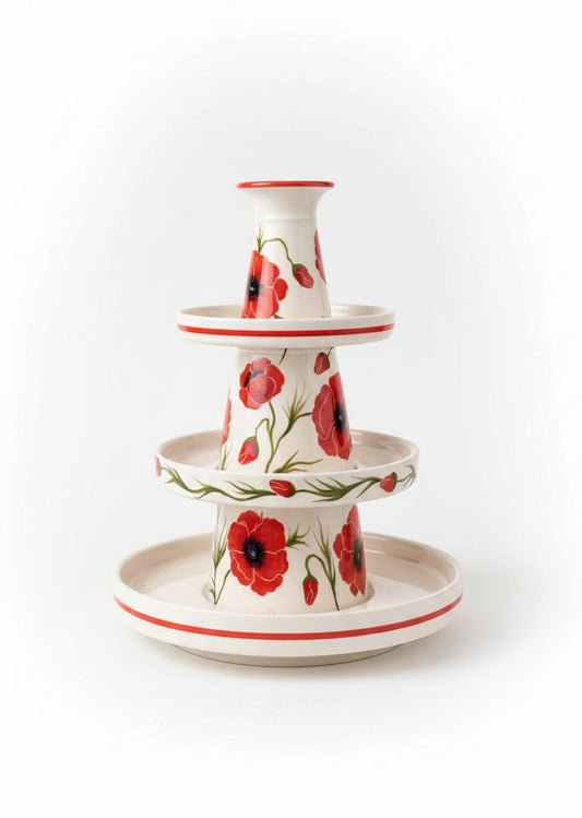 Serving Stand With Poppy Blossom Tiered