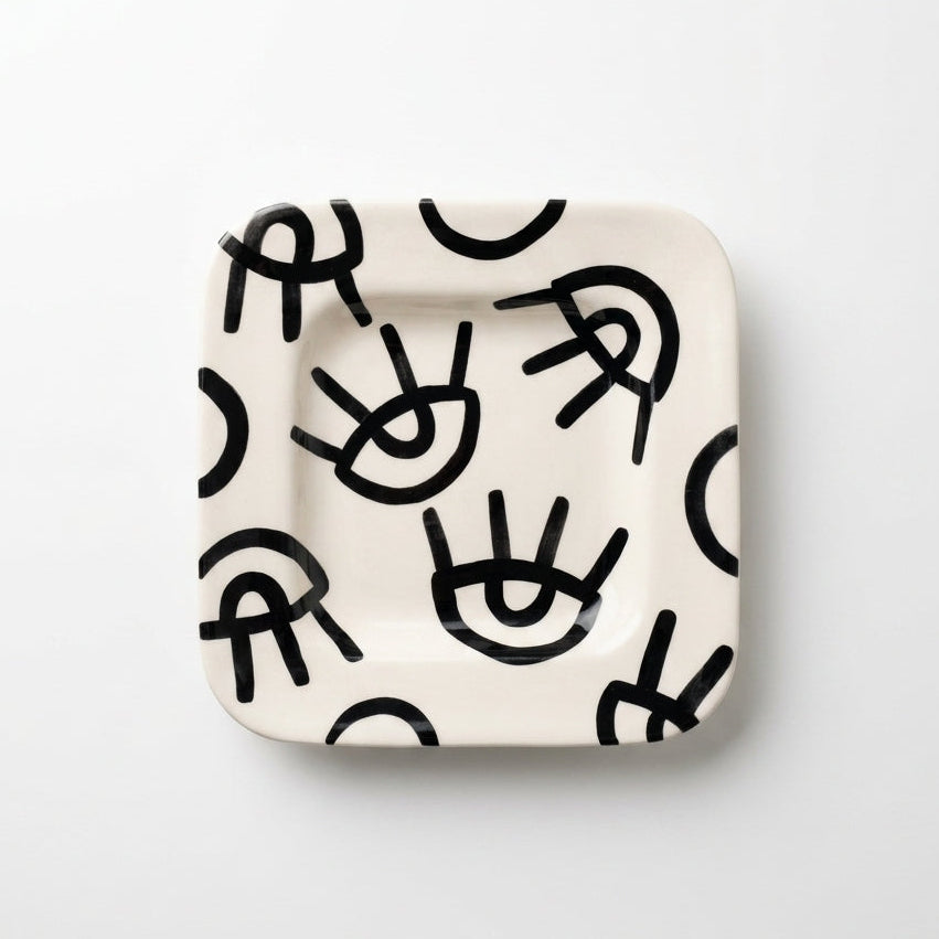 Square Ceramic Bowl With Eyes