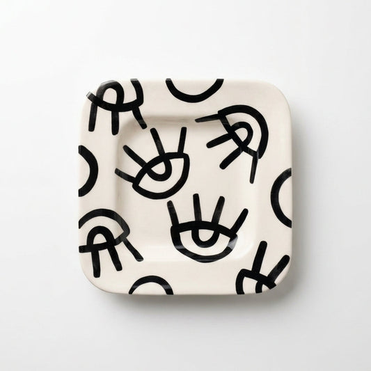 Square Ceramic Bowl With Eyes