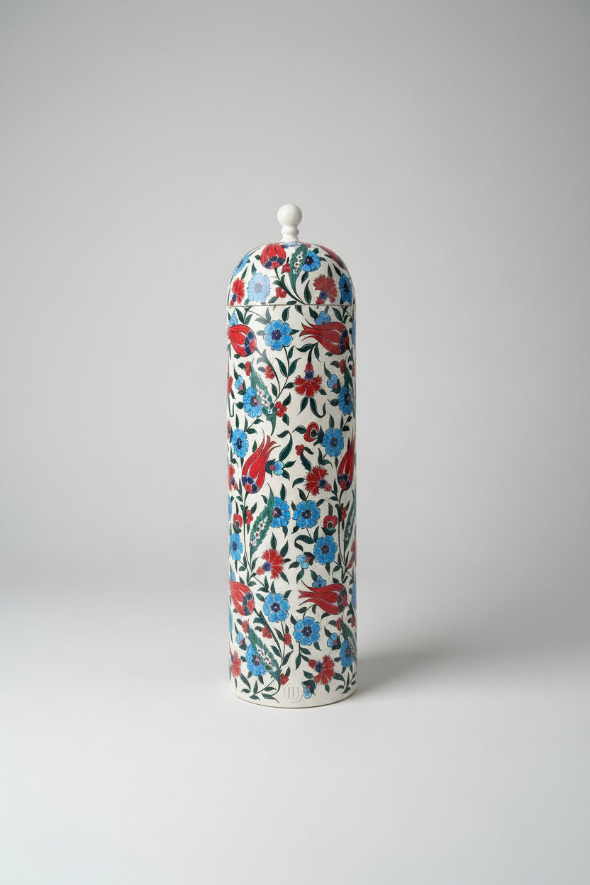 Iznik Floral Ceramic Vase With Lid