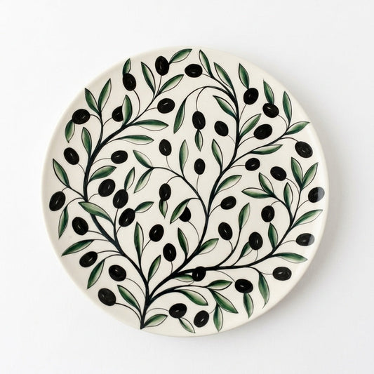 Large Decorative Thick Olive Plate