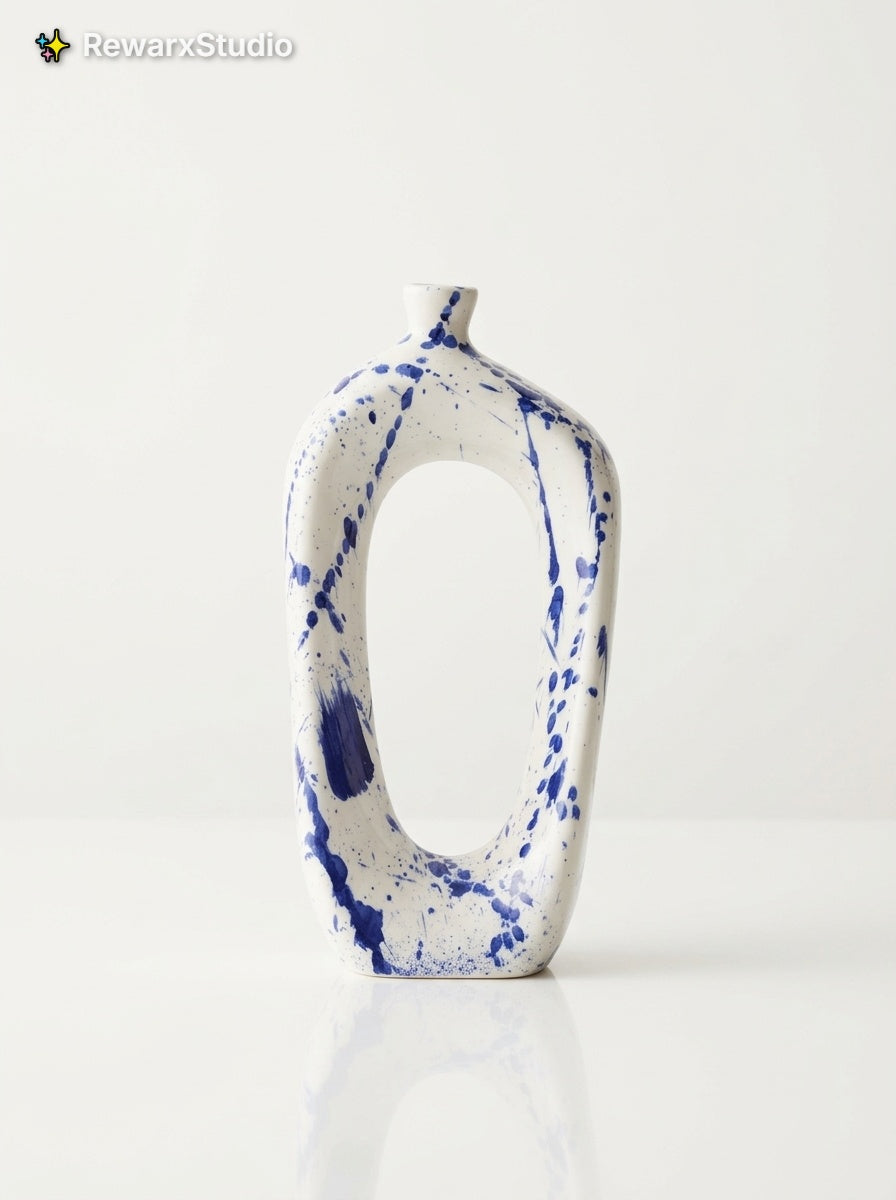 Modern Navy Splash Vase