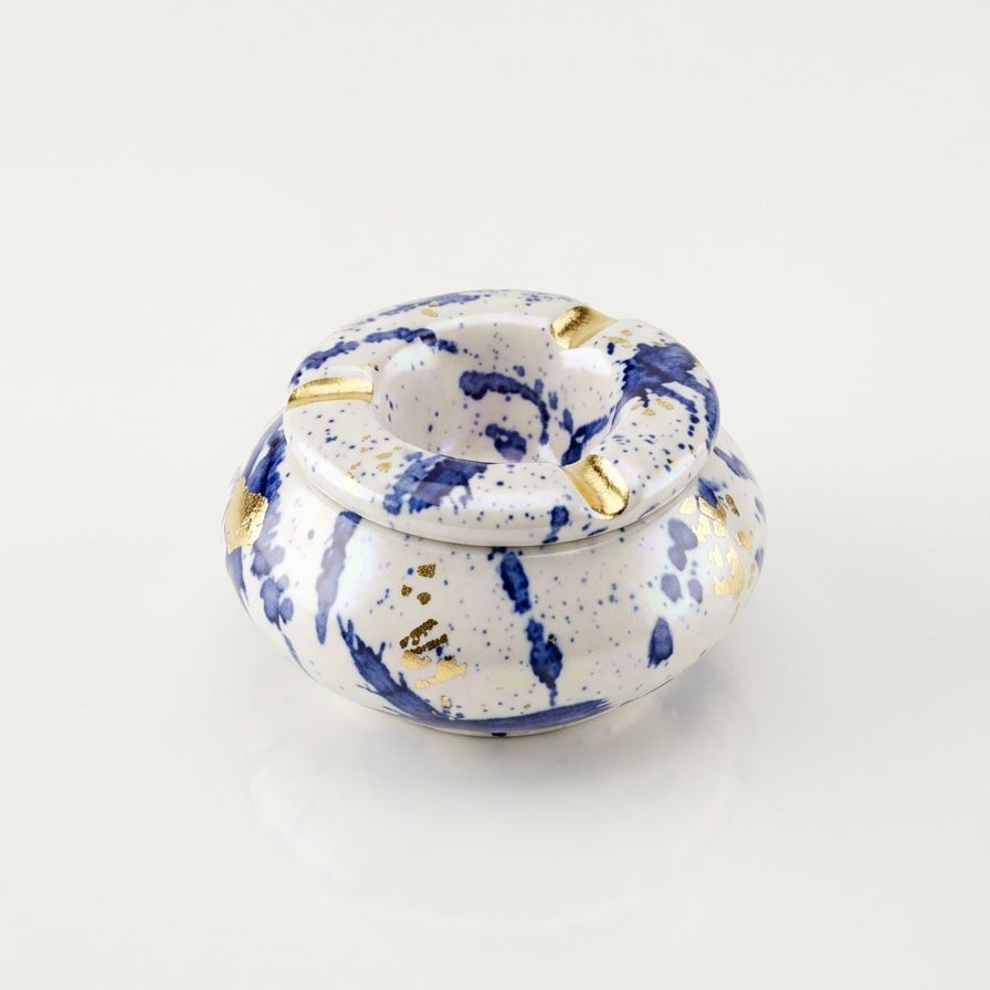 Luxury Ceramic Ashtray With Splatter Gold
