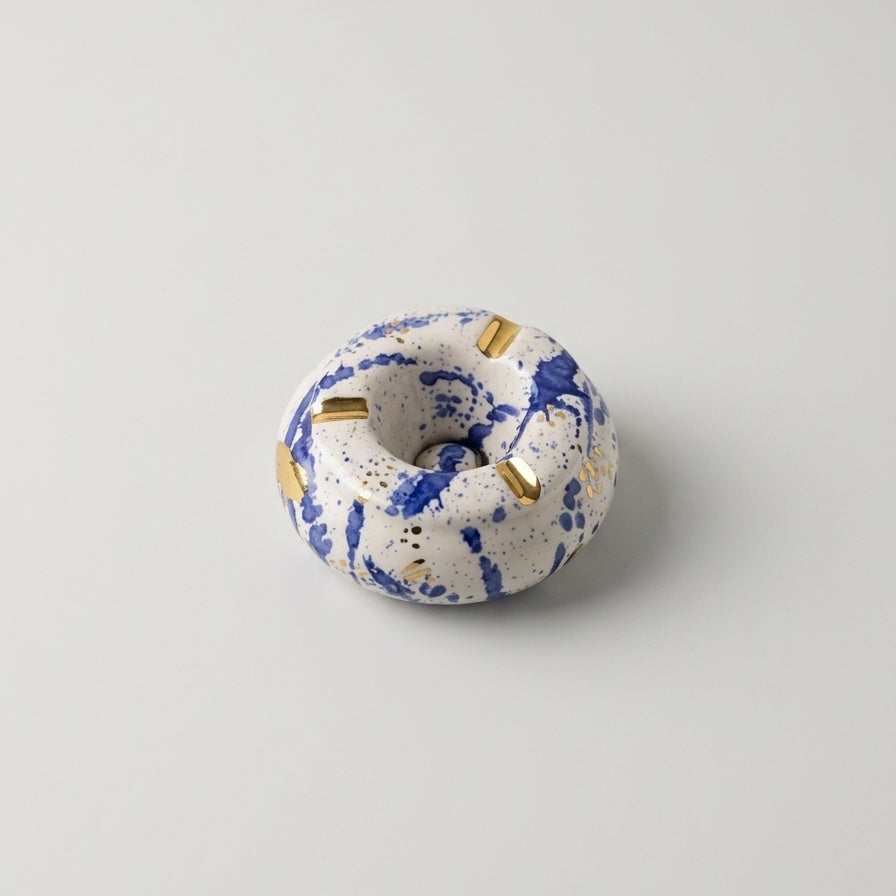 Luxury Ceramic Ashtray With Splatter Gold
