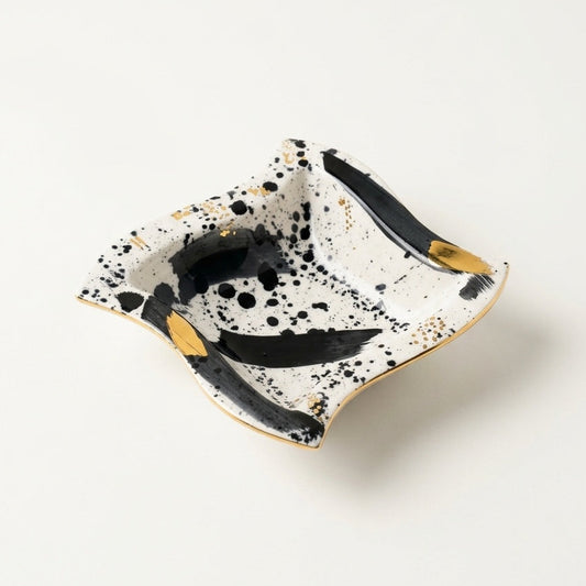 Large Square Dish Black & Gold