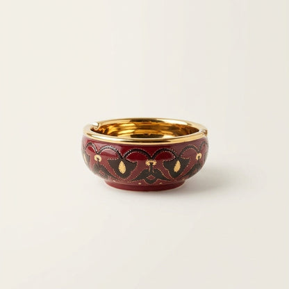 Luxury Burgundy Ceramic Ashtray With Real Gold Detail