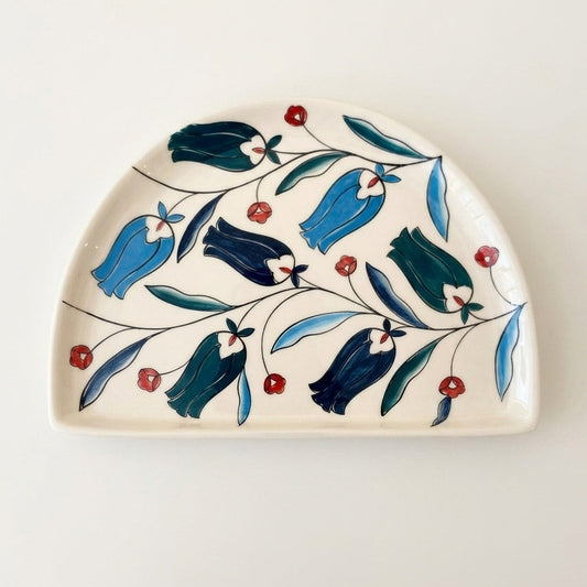 Iznik Style Half-circle Ceramic Serving Plate