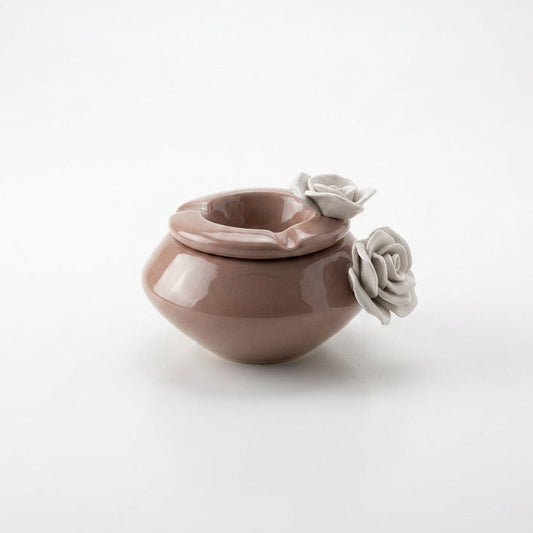 Luxury Ceramic Ashtray With 3D Rose With Glaze