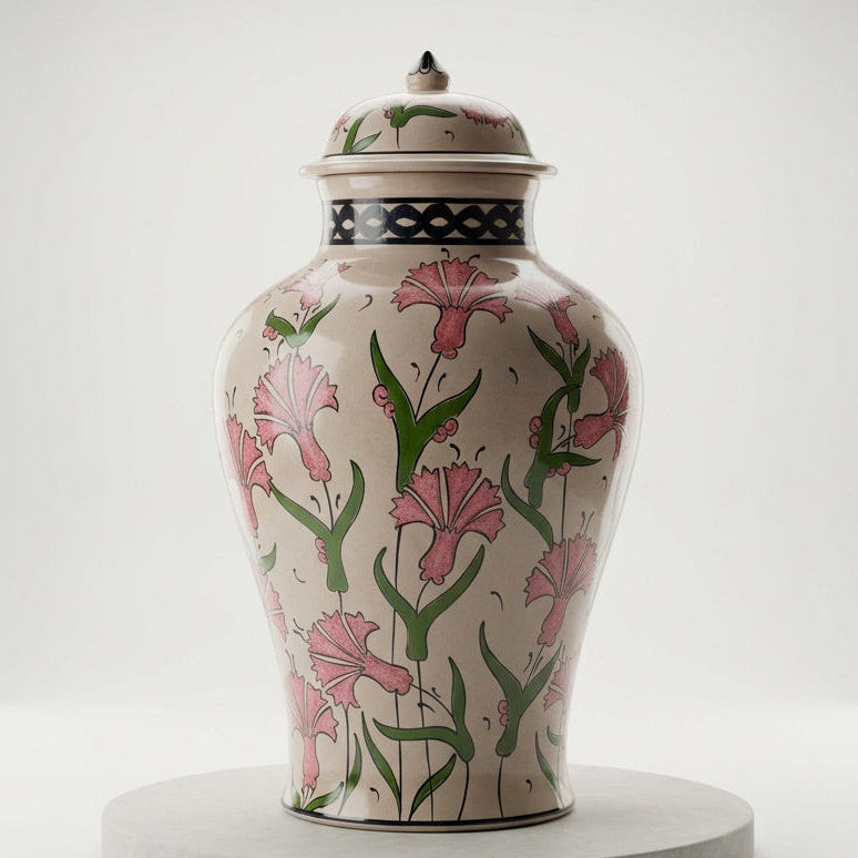 Iznik Ceramic Vase With Lid