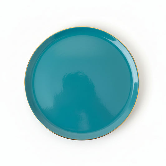 Turquoise Ceramic Plate With Gold Ring