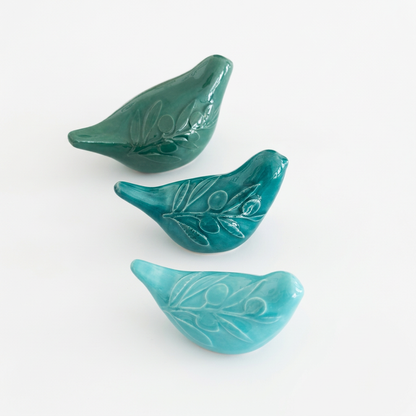 Set of 3 Doves with Olive Relief