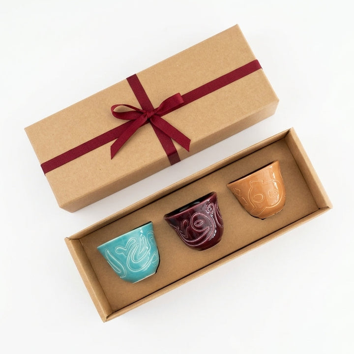 Set of 3 Arabic Calligraphy Engraved Coffee Cups