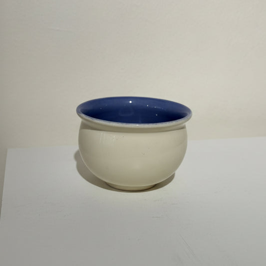 Matte White Pot with Blue Glaze