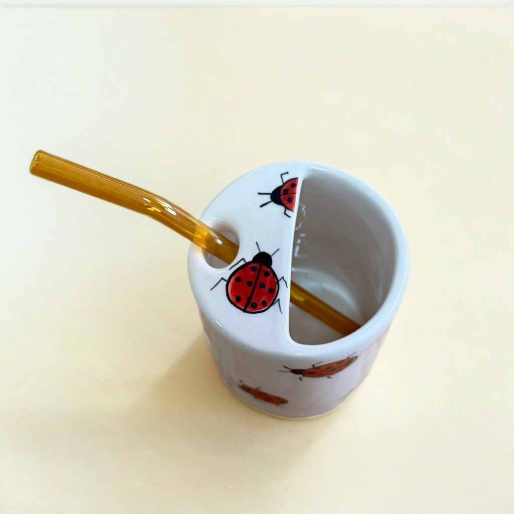 Ladybird To-Go Travel Cup with Glass Straw