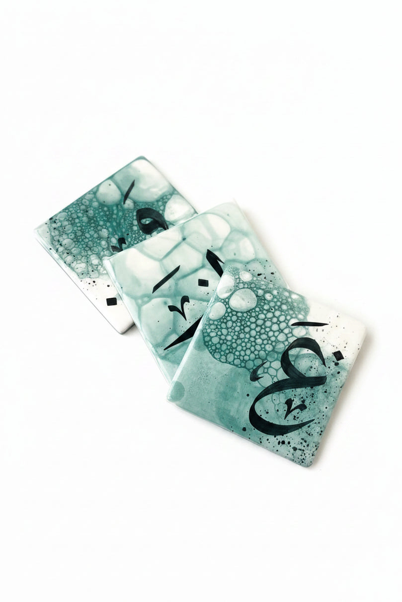 Ceramic Coaster In Calligraphy
