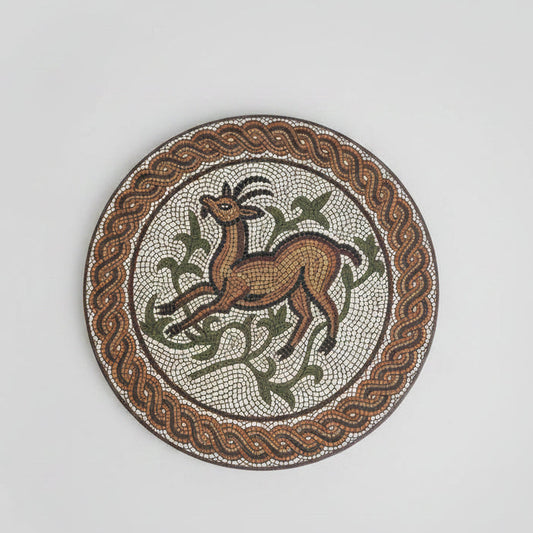 Mosaic Plate With Deer Art