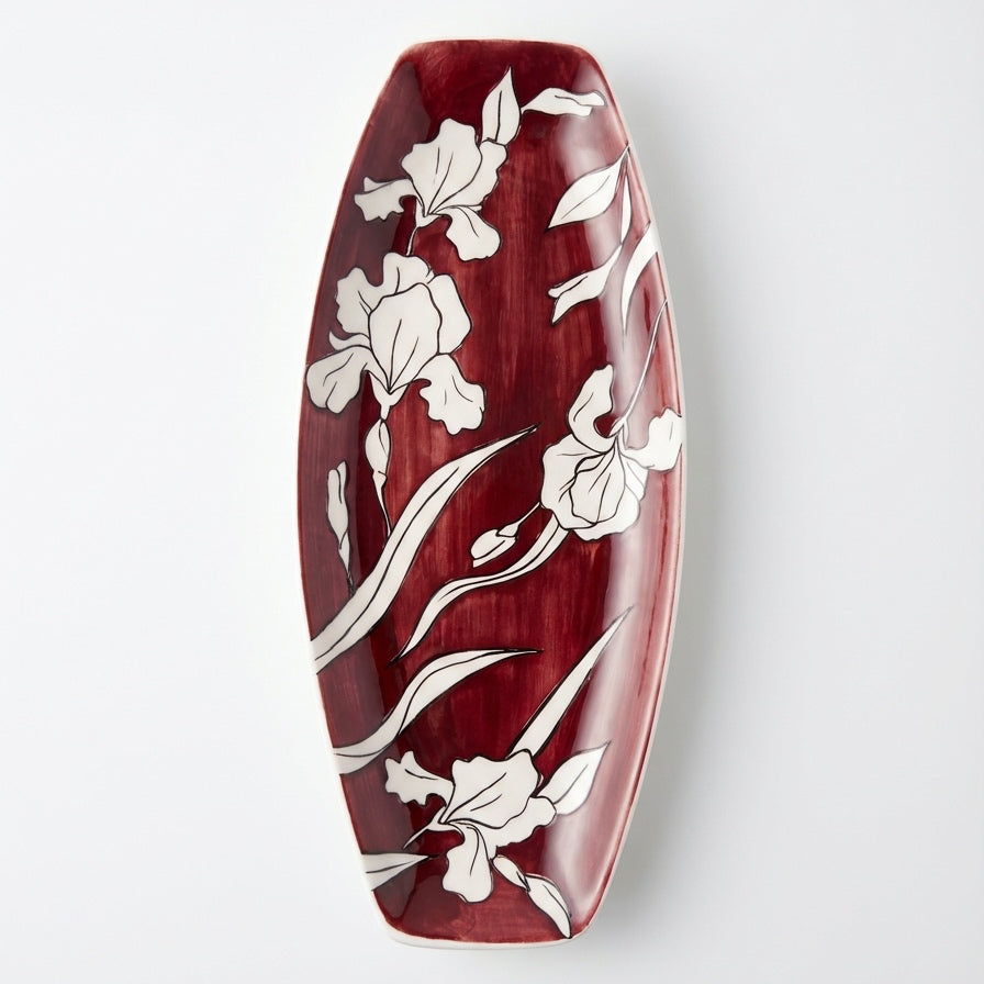 Maroon Iris Rectangular Plate