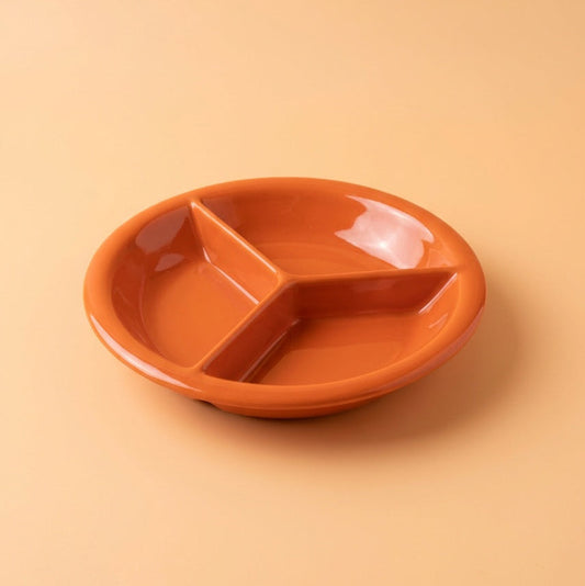 3 Section Round Plate in Orange