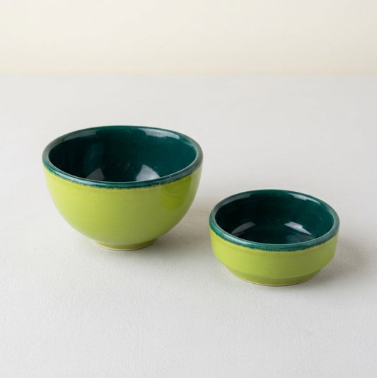 Green Nut Bowl & Small Dish