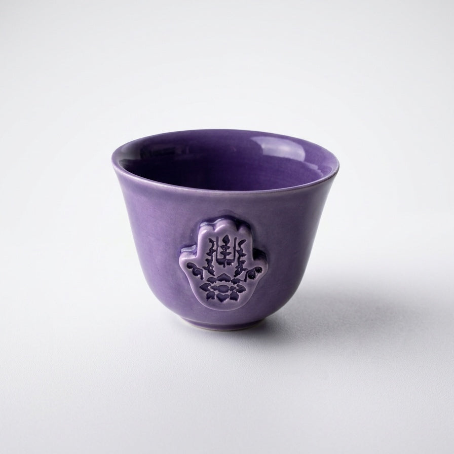 Hand of Fatima Coffee Cup in Purple